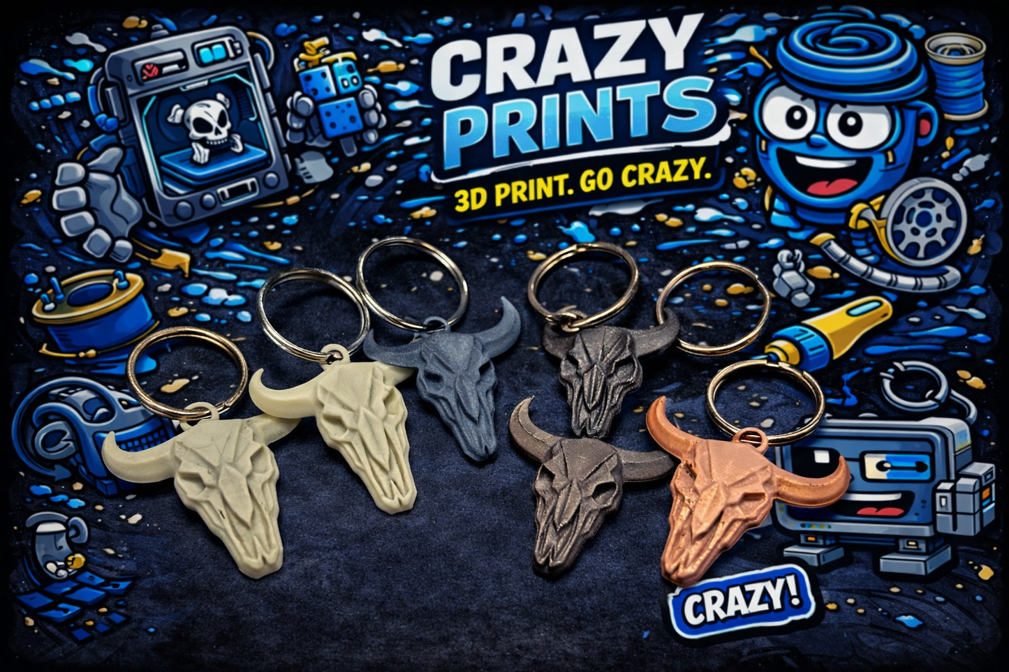 EVIL SKULL HORN KEY RING